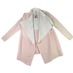 NWT Chicwish Duster Cardigan Large Open Front Turn Down Collar Wool Sweater Pink
